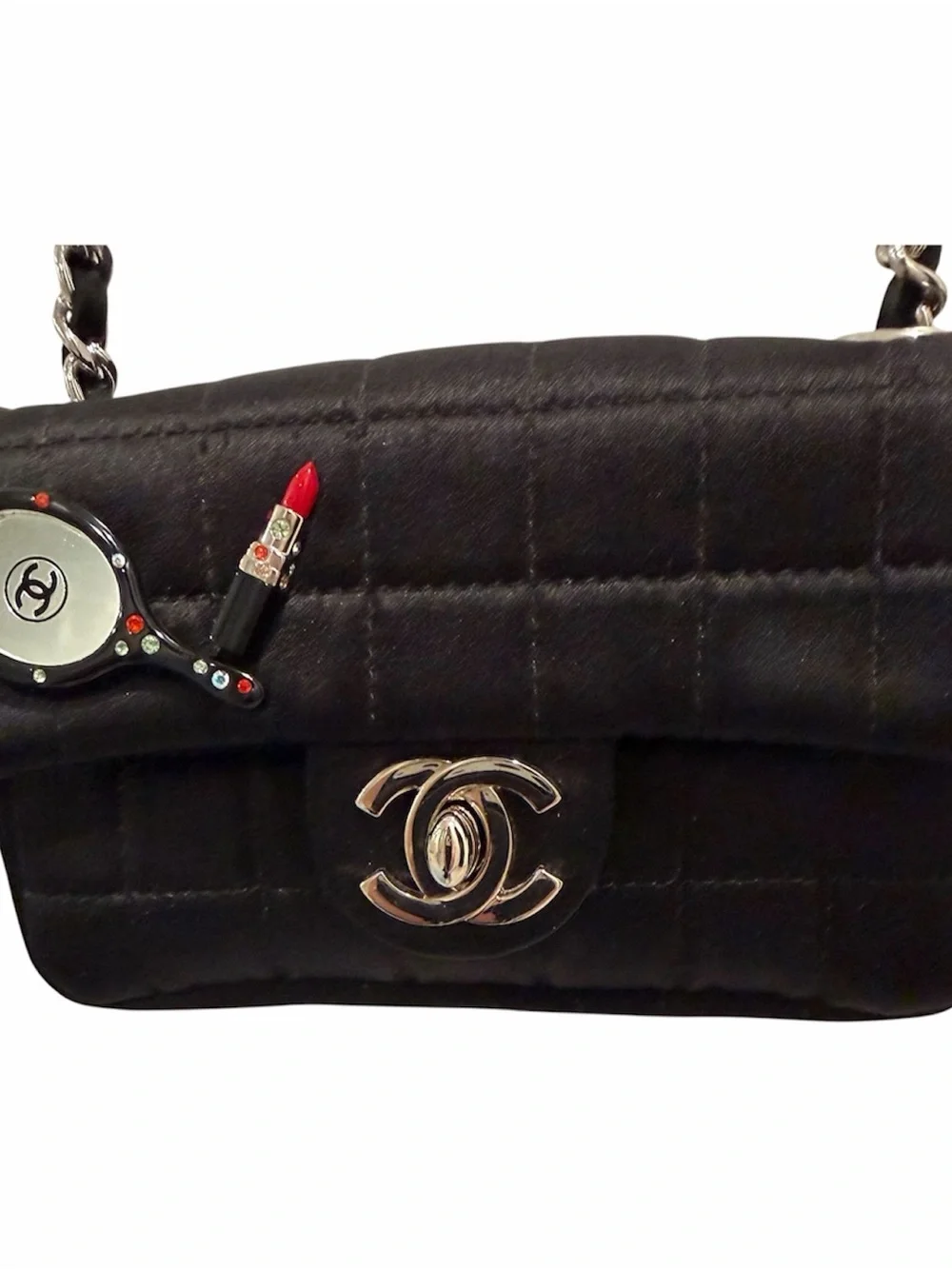 CHANEL Black Quilted Crossbody Bag with Silver CC